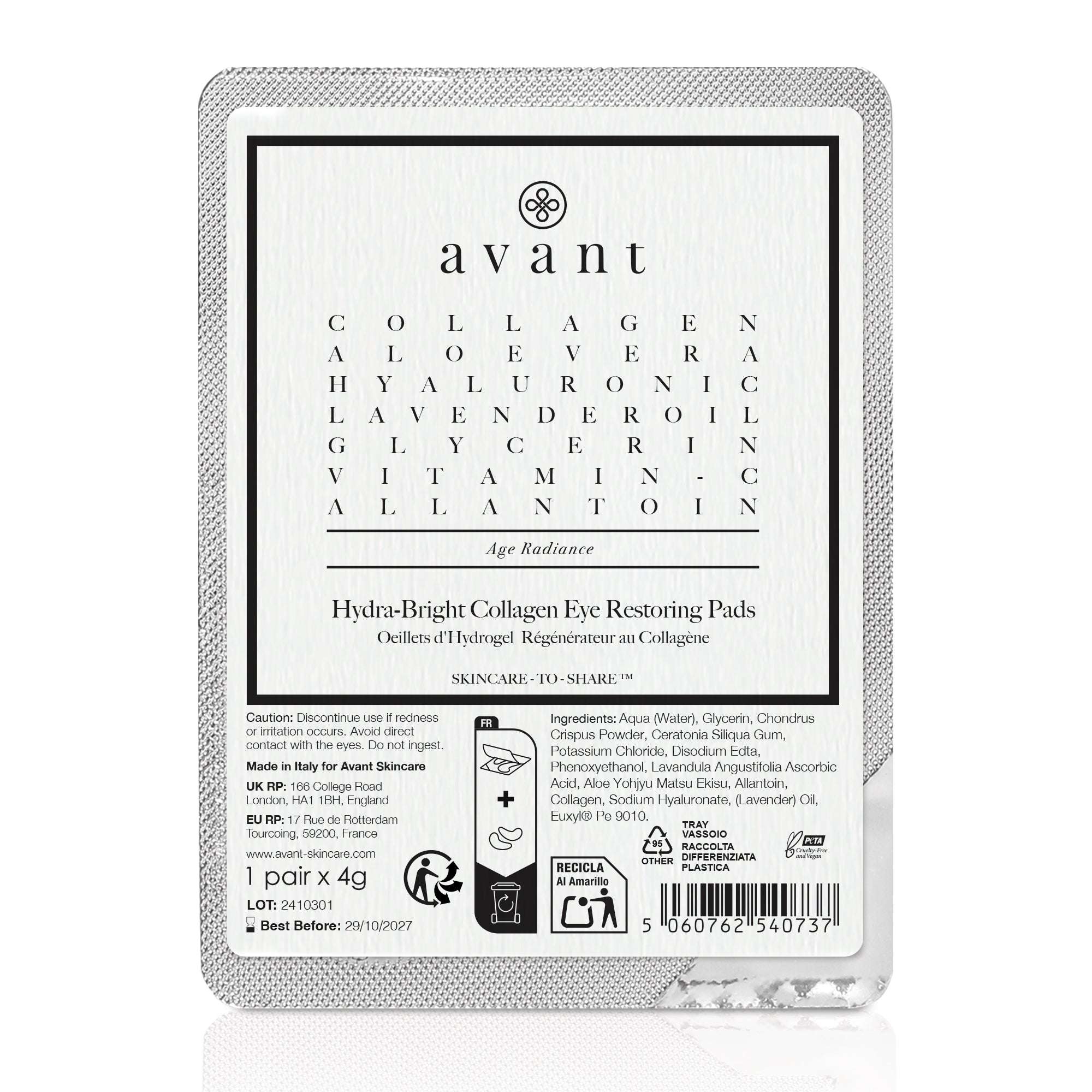 Hydra-Bright Collagen Eye Restoring Pads Single Pack